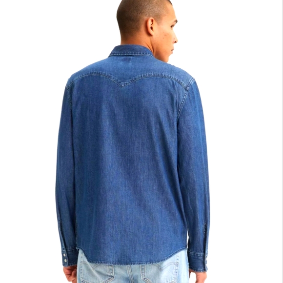 Levi’s Classic Western Standard Fit Pearl Snap Denim Shirt Men's size XL - Picture 2 of 10
